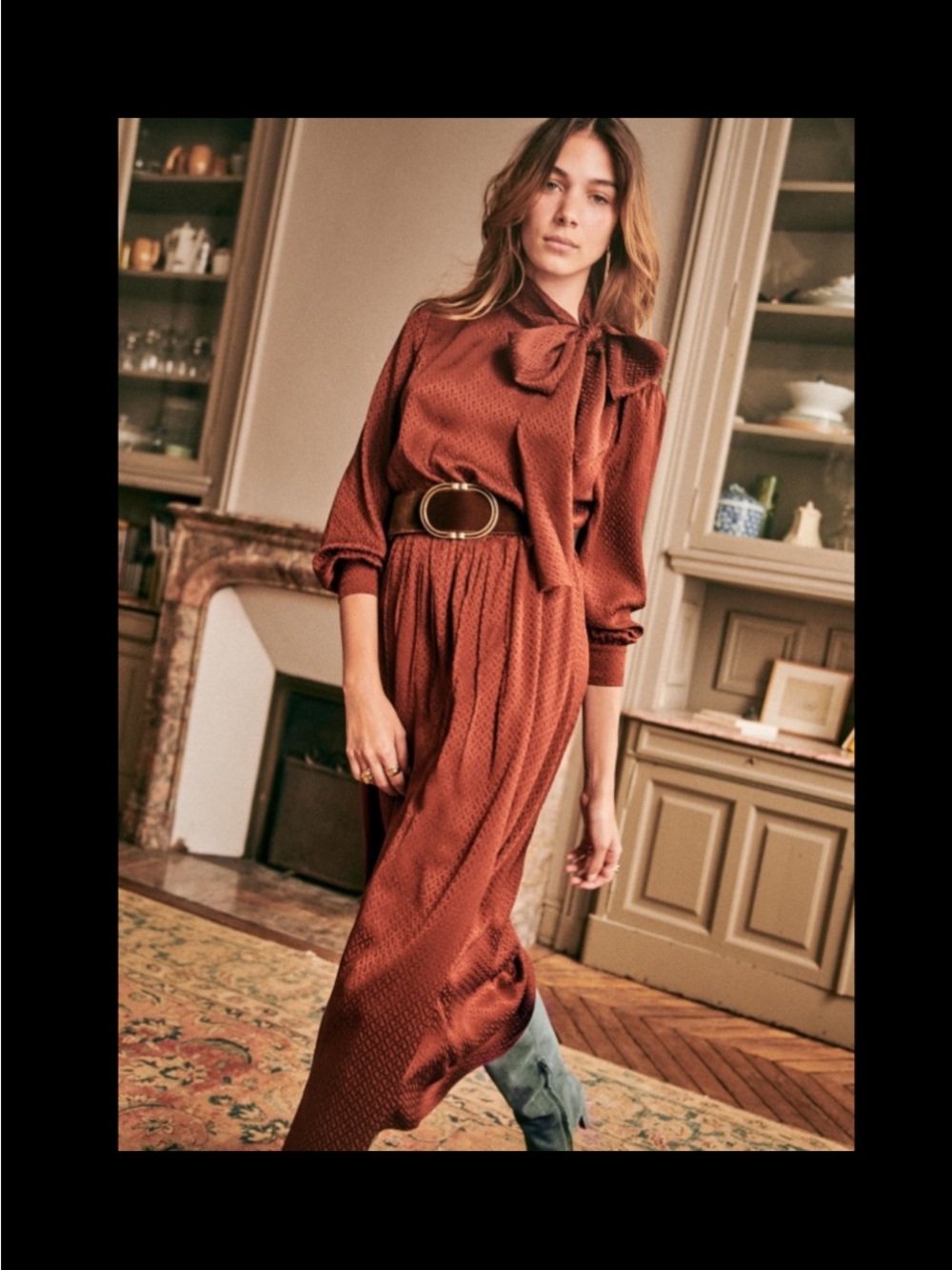 SÉZANE 100% Silk Brown Bow Dress.